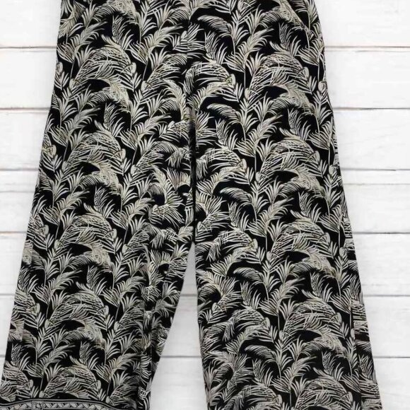 MAX Pilazzo Pants Beachy Resortwear beige black Coastal Tropical wide leg XL - Picture 2 of 6